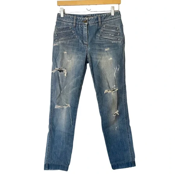 Dolce & Gabbana Distressed Medium Wash Straight Leg Jeans • Size 40 🔴 - Picture 1 of 3